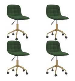 Chaises pivotantes à manger lot de 4 vert foncé velours