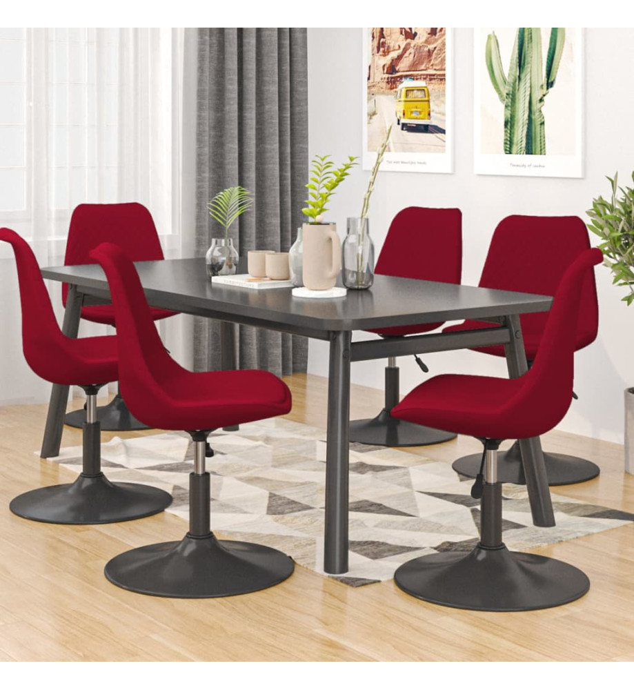 Chaises pivotantes salle à manger 6 pcs Rouge Velours