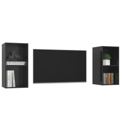 Meubles TV muraux 2 pcs Noir brillant Aggloméré