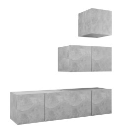 Ensemble de meuble TV 4 pcs Gris béton Aggloméré