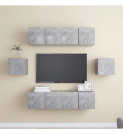 Ensemble de meuble TV 6 pcs Gris béton Aggloméré