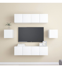 Ensemble de meuble TV 6 pcs Blanc Aggloméré