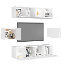 Ensemble de meuble TV 6 pcs Blanc Aggloméré