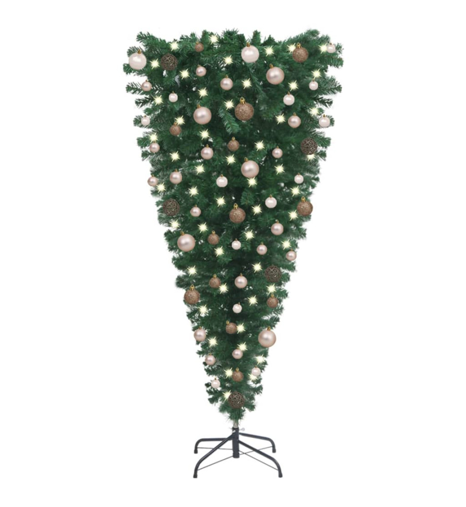 Arbre de Noël artificiel renversé pré-éclairé et boules 180 cm