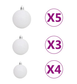 Arbre de Noël artificiel d'angle LED et boules Vert 240 cm PVC