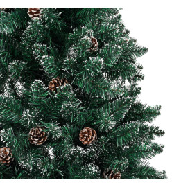 Sapin de Noël mince pré-éclairé et boules vert 150 cm