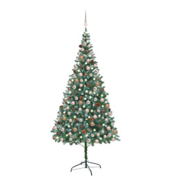 Arbre de Noël artificiel pré-éclairé/boules pommes de pin 210cm