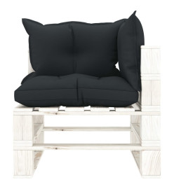 Canapé d'angle palette de jardin avec coussins anthracite Bois