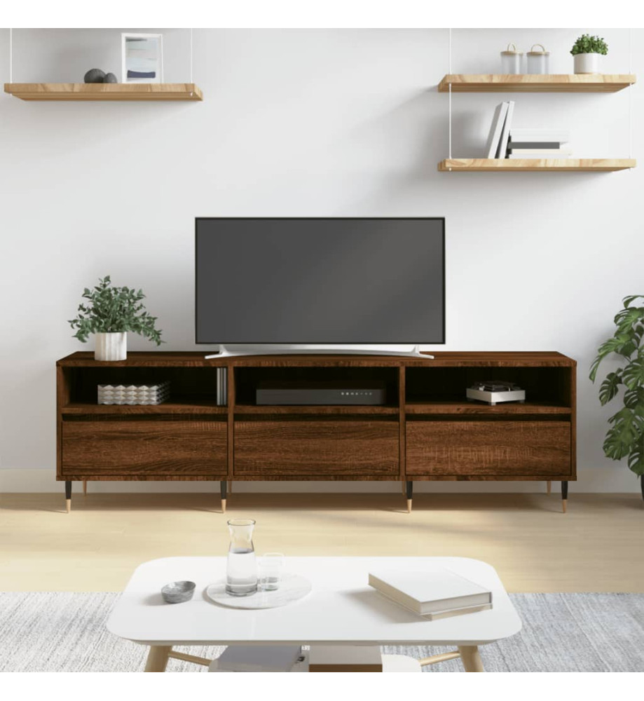 Meuble TV chêne marron 150x30x44,5 cm bois d'ingénierie