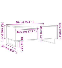 Table basse Chêne fumé 90x50x36,5 cm Bois d'ingénierie