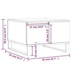 Table basse blanc 55x55x36,5 cm bois d'ingénierie