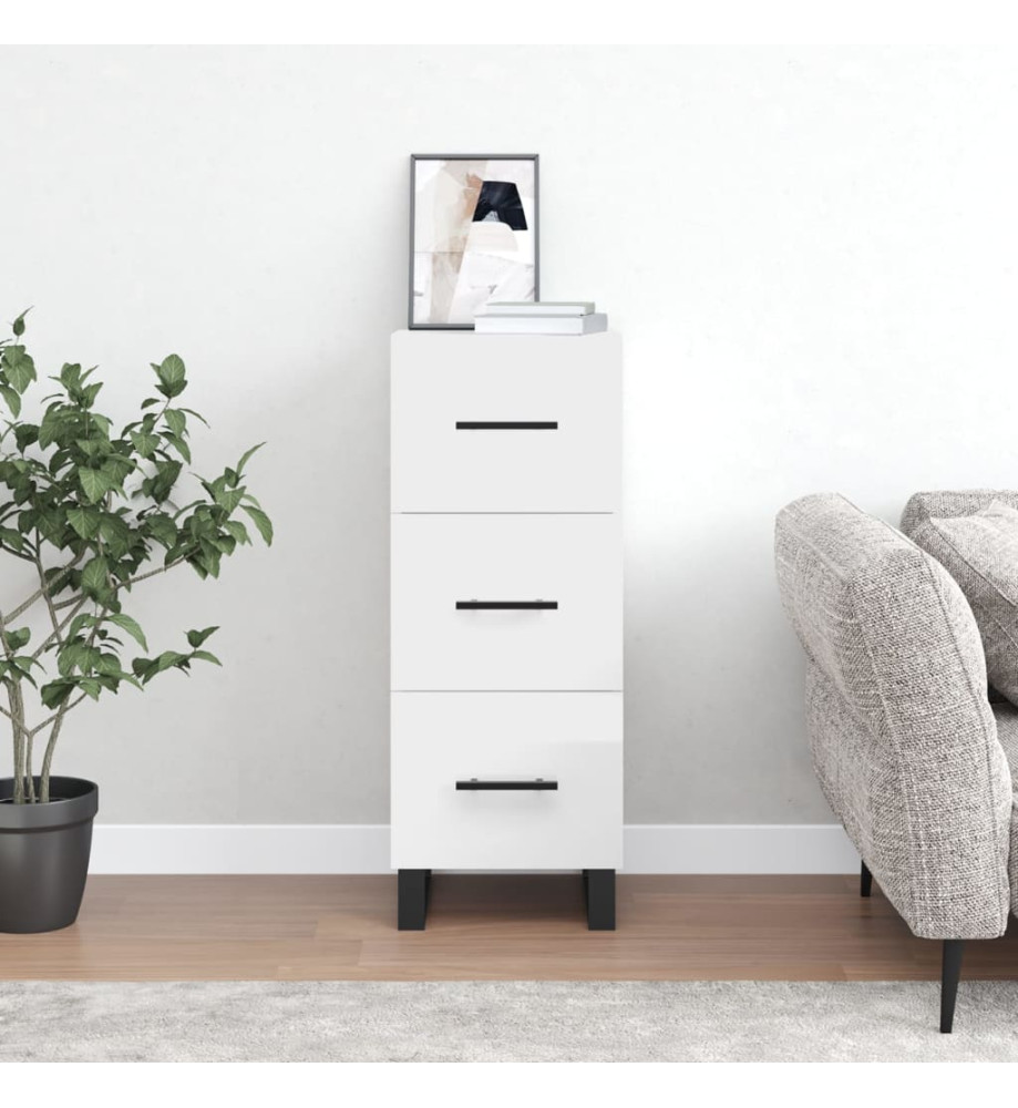 Buffet Blanc brillant 34,5x34x90 cm Bois d'ingénierie Buffet Blanc brillant 34,5x34x90 cm Bois d'ingénierie