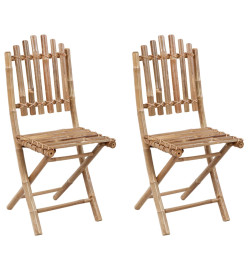 Chaises pliables de jardin 2 pcs avec coussins Bambou
