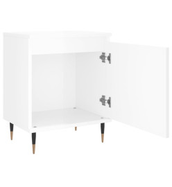 Tables de chevet 2pcs blanc brillant 40x30x50cm bois ingénierie