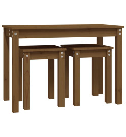 Tables gigognes 3 pcs Marron miel Bois de pin massif