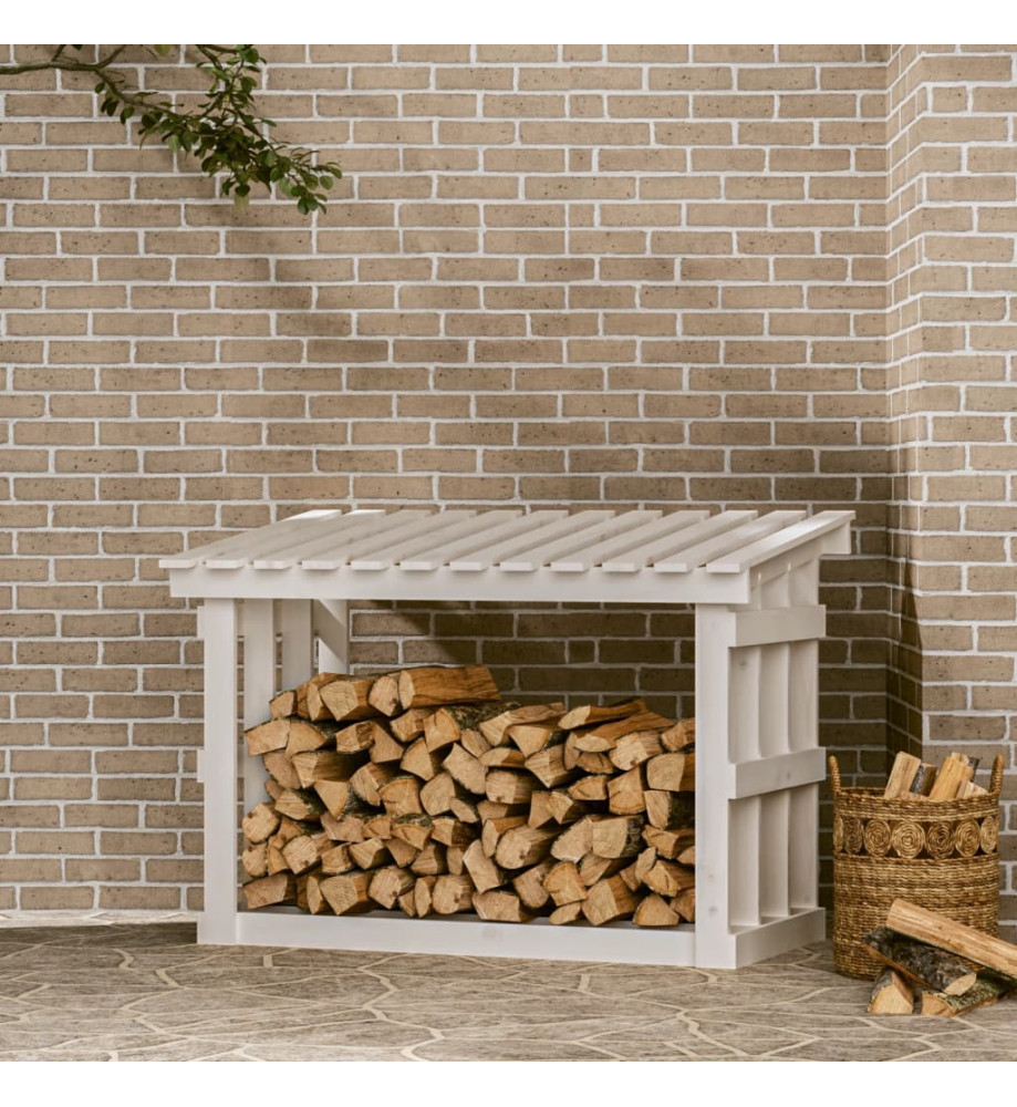 Support pour bois de chauffage Blanc 108x64,5x77 cm Bois de pin