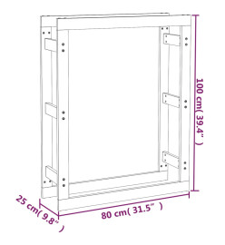 Support pour bois de chauffage Gris 80x25x100 cm Bois de pin