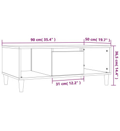 Table basse Sonoma gris 90x50x36,5 cm Bois d'ingénierie