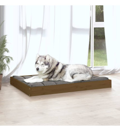 Lit pour chien Marron miel 101,5x74x9 cm Bois de pin solide