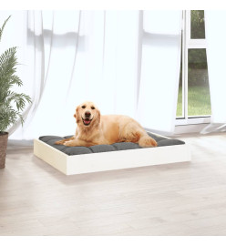 Lit pour chien Blanc 71,5x54x9 cm Bois de pin solide