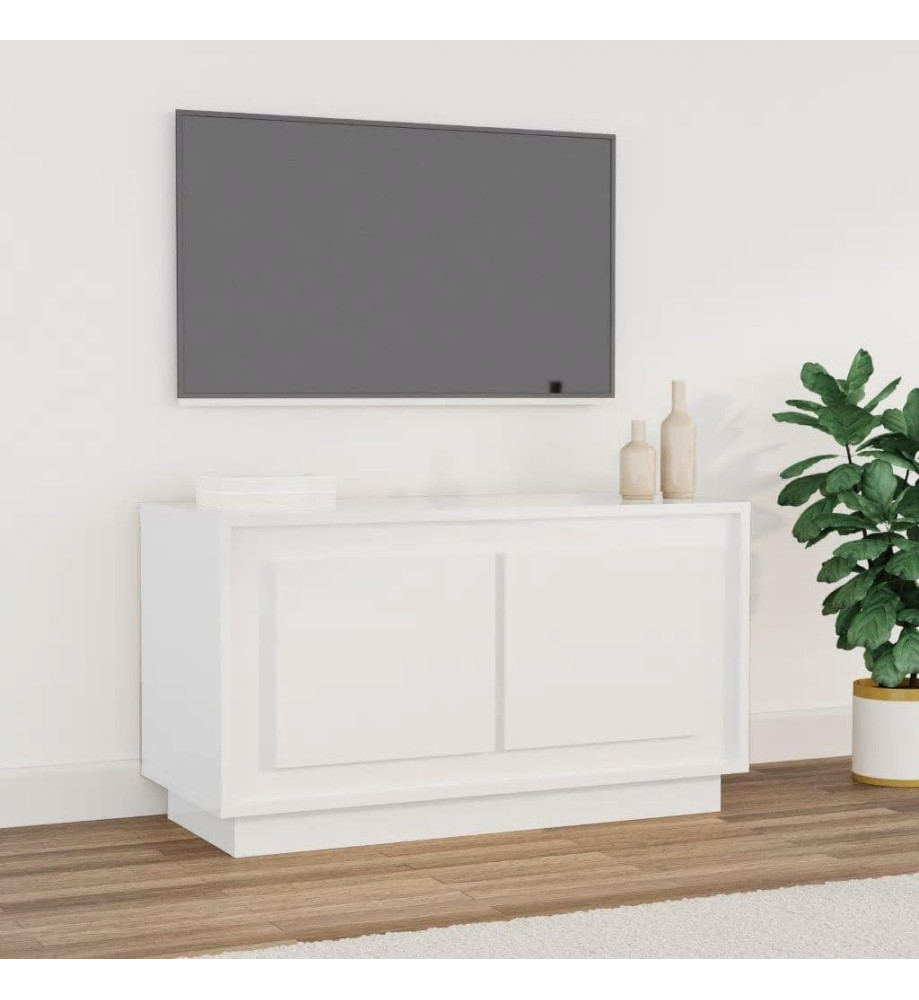 Meuble TV blanc brillant 80x35x45 cm bois d'ingénierie