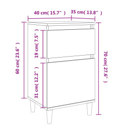 Tables de chevet 2 pcs blanc brillant 40x35x70 cm