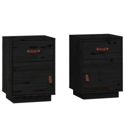 Tables de chevet 2 pcs Noir 40x34x55 cm Bois de pin massif