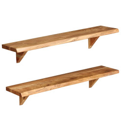 Étagères murales 2 pcs 90x20x16 cm Bois d'acacia massif