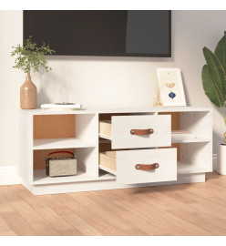 Meuble TV Blanc 100x34x40 cm Bois de pin massif