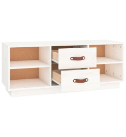 Meuble TV Blanc 100x34x40 cm Bois de pin massif