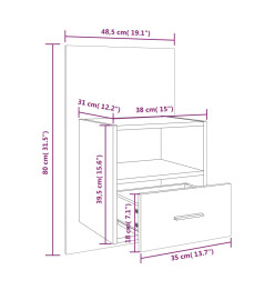 Tables de chevet murales 2 pcs Chêne fumé