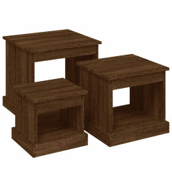 Tables gigognes 3 pcs chêne marron bois d'ingénierie