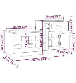 Armoire à chaussures gris béton 100x42x60 cm bois d'ingénierie