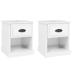 Tables de chevet 2 pcs blanc brillant 39x39x47,5 cm