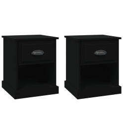 Tables de chevet 2 pcs noir 39x39x47,5 cm bois d'ingénierie