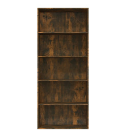 Bibliothèque 5 niveaux Chêne fumé 80x30x189cm Bois d'ingénierie