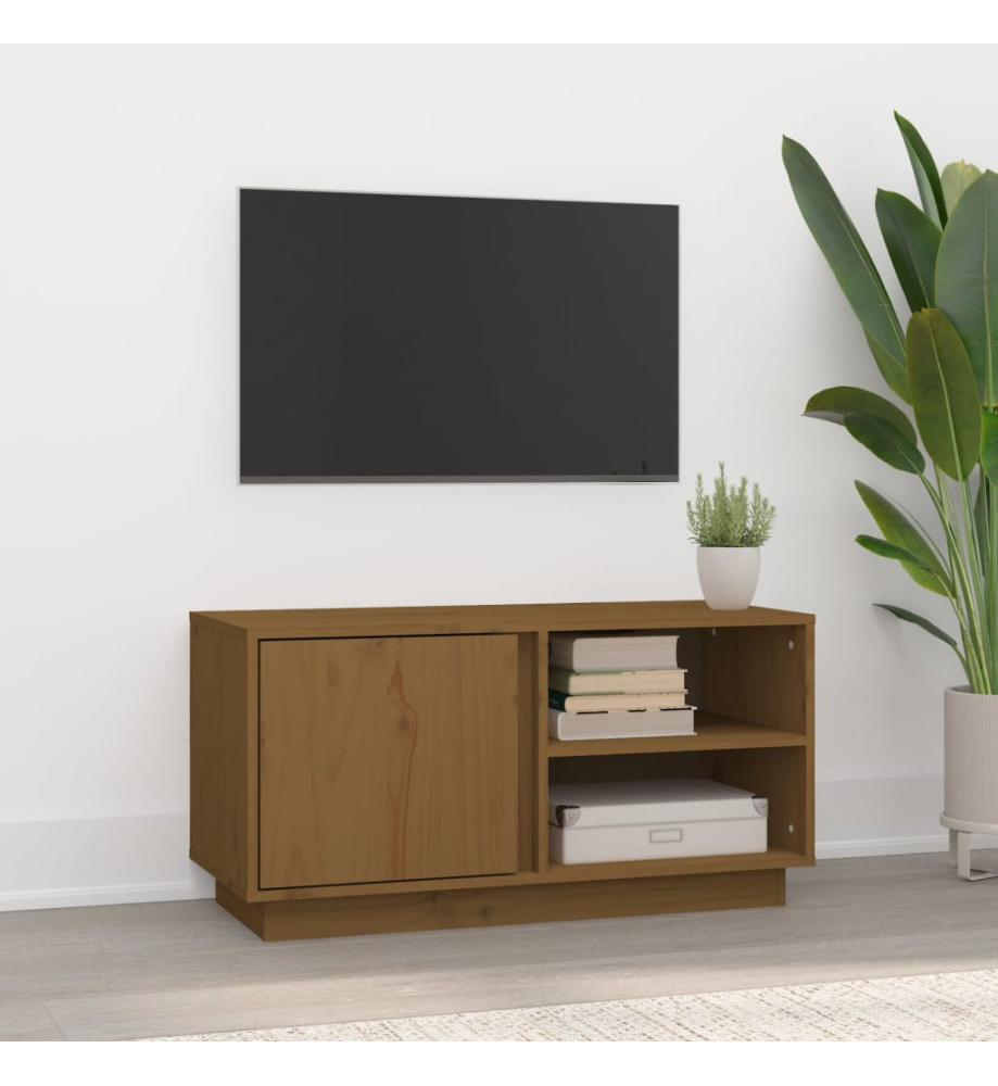 Meuble TV Marron miel 80x35x40,5 cm Bois de pin massif