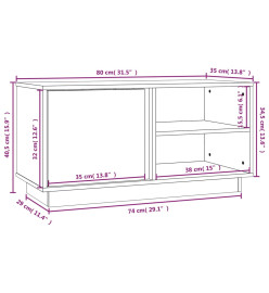 Meuble TV Marron miel 80x35x40,5 cm Bois de pin massif