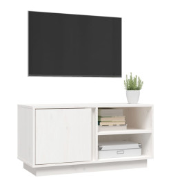 Meuble TV Blanc 80x35x40,5 cm Bois de pin massif