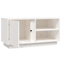 Meuble TV Blanc 80x35x40,5 cm Bois de pin massif