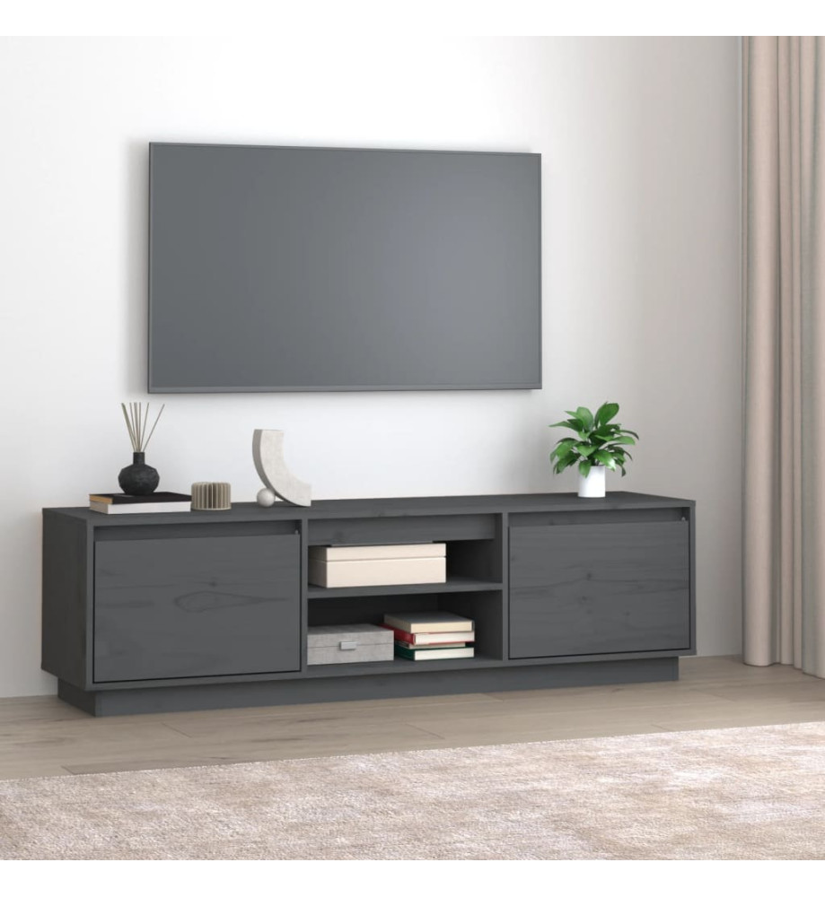 Meuble TV Gris 140x35x40 cm Bois de pin massif