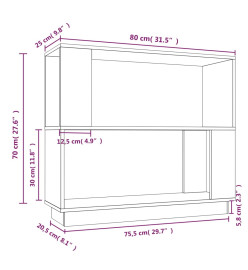 Bibliothèque/Cloison Marron miel 80x25x70 cm Bois massif