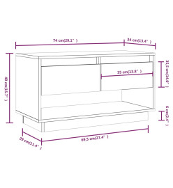 Meuble TV Marron miel 74x34x40 cm Bois de pin massif