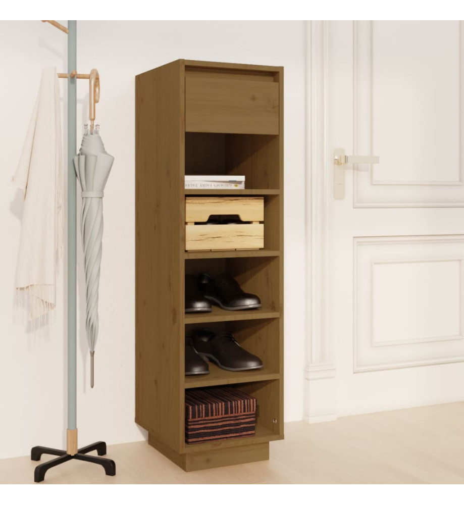 Armoire à chaussures Marron miel 34x30x105cm Bois de pin massif