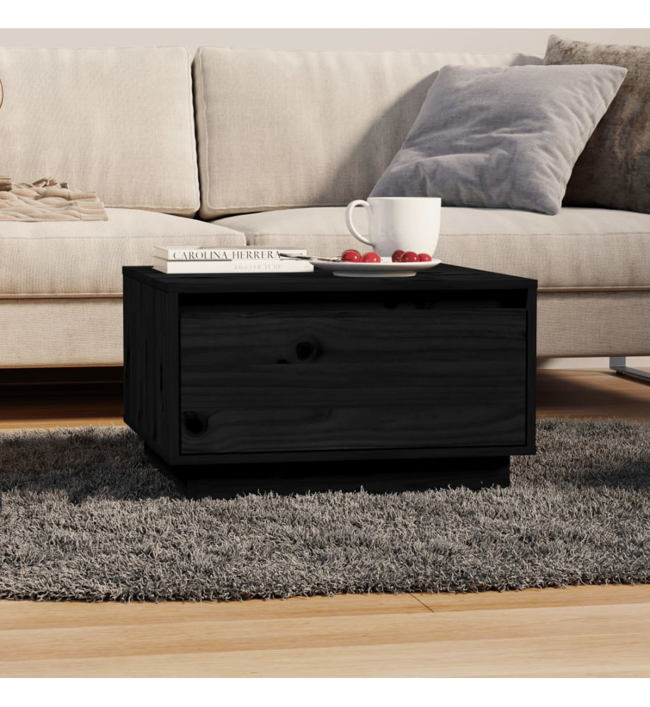 Table basse Noir 55x56x32 cm Bois massif de pin