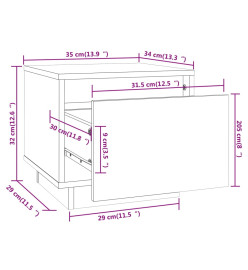 Table de chevet Gris 35x34x32 cm Bois de pin solide