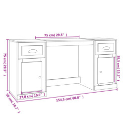 Bureau avec armoire chêne fumé bois d'ingénierie