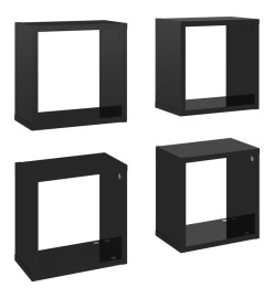 Étagères cube murales 4 pcs Noir brillant 26x15x26 cm