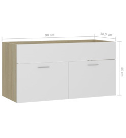 Armoire d'évier Blanc et chêne sonoma 90x38,5x46 cm Aggloméré