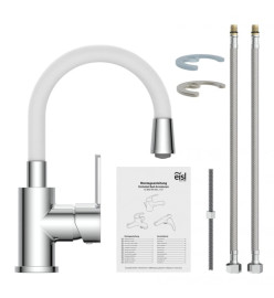 EISL Mitigeur de lavabo FLEXO chrome-blanc